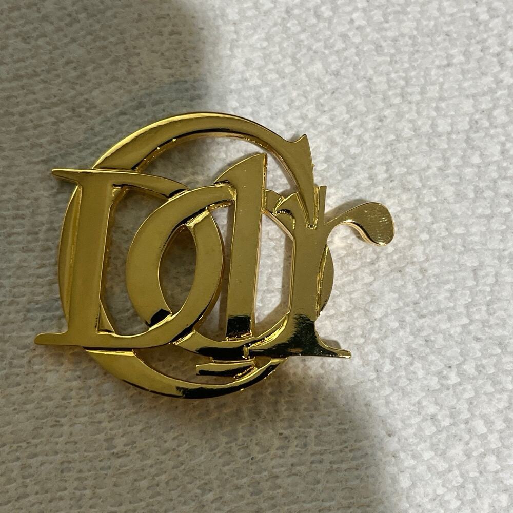 Christian Dior Perfumes Gold-Tone Oblique Brooch In Excellent Condition Vintage